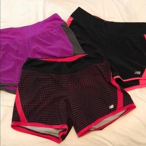 ** LOT of 3 pairs ** New Balance 2-in-1 Shorts EUC Pockets Lined Running Workout